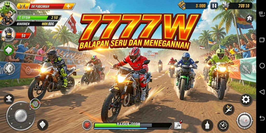 Tampilan gameplay balapan yang mendebarkan dan penuh aksi.