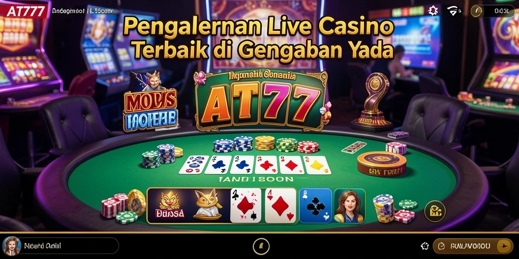 Screenshot gameplay Live Casino menunjukkan dealer profesional dan permainan interaktif.
