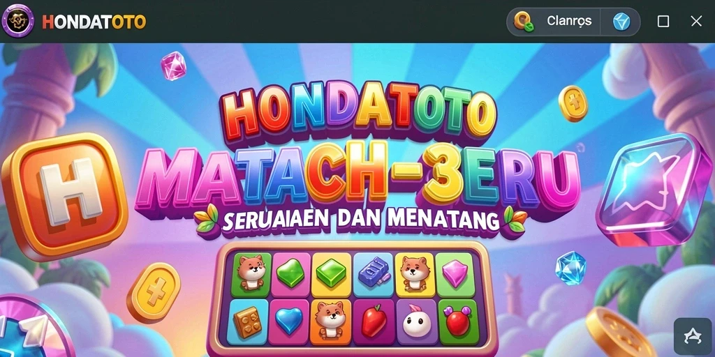 Tangkapan layar HONDATOTO menunjukkan gameplay Match-3 yang menarik.
