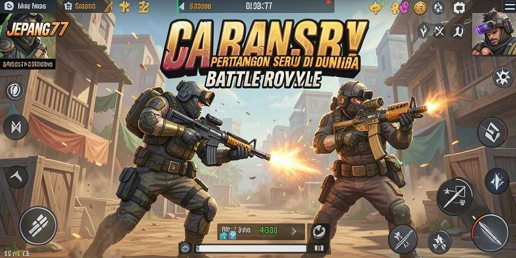 Tampilan gameplay JEPANG77 yang mendebarkan dalam pertempuran Battle Royale.