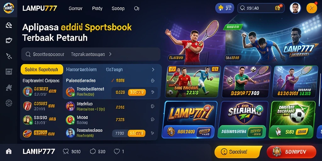 Screenshot utama menunjukkan antarmuka gameplay Sportsbook LAMPU777 yang modern.
