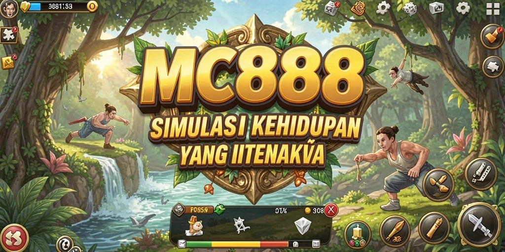 Screenshot gameplay MC888 menampilkan karakter yang aktif dalam lingkungan simulasinya.