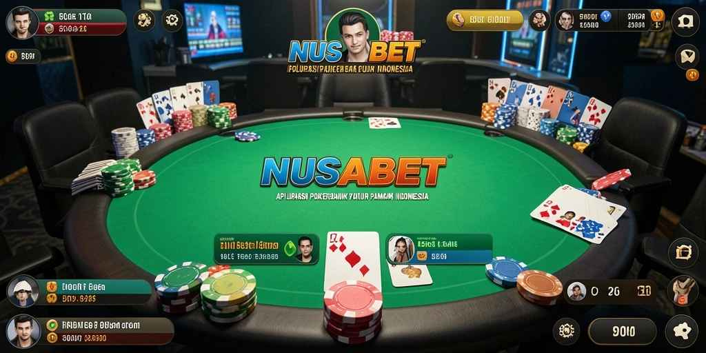 Screenshot utama NUSABET menampilkan gameplay Poker yang mendebarkan.