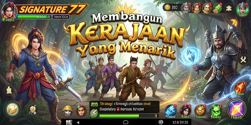 Screenshot utama SIGNATURE77 menampilkan pertempuran strategis yang epik.